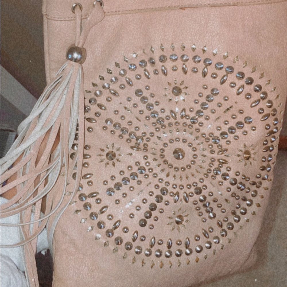Medallion Pale or Nude Pink Boho Purse